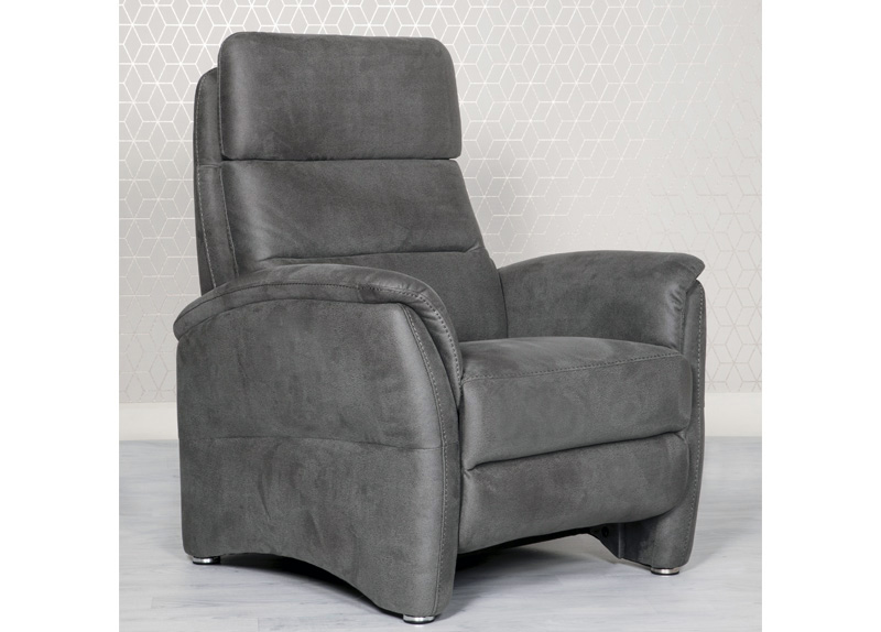 Armchair Fixed - Grey Fabric - Click Image to Close